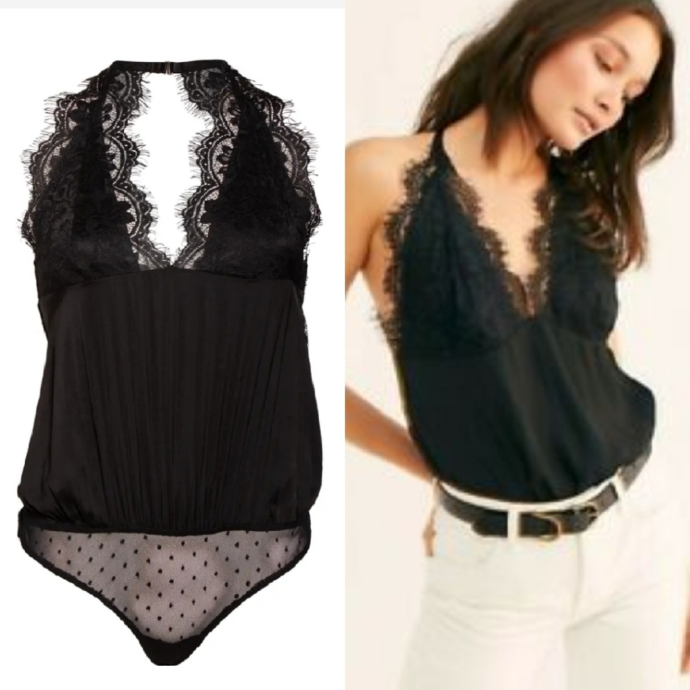 Free People lace trim bodysuit NWT M